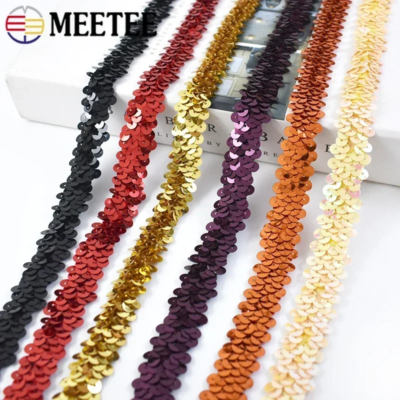 3/5/10/20Y 20mm Sequins Lace Trim Ribbon Stage Performance Party Cosplay Wedding Clothes Fabric for Sewing Accessories