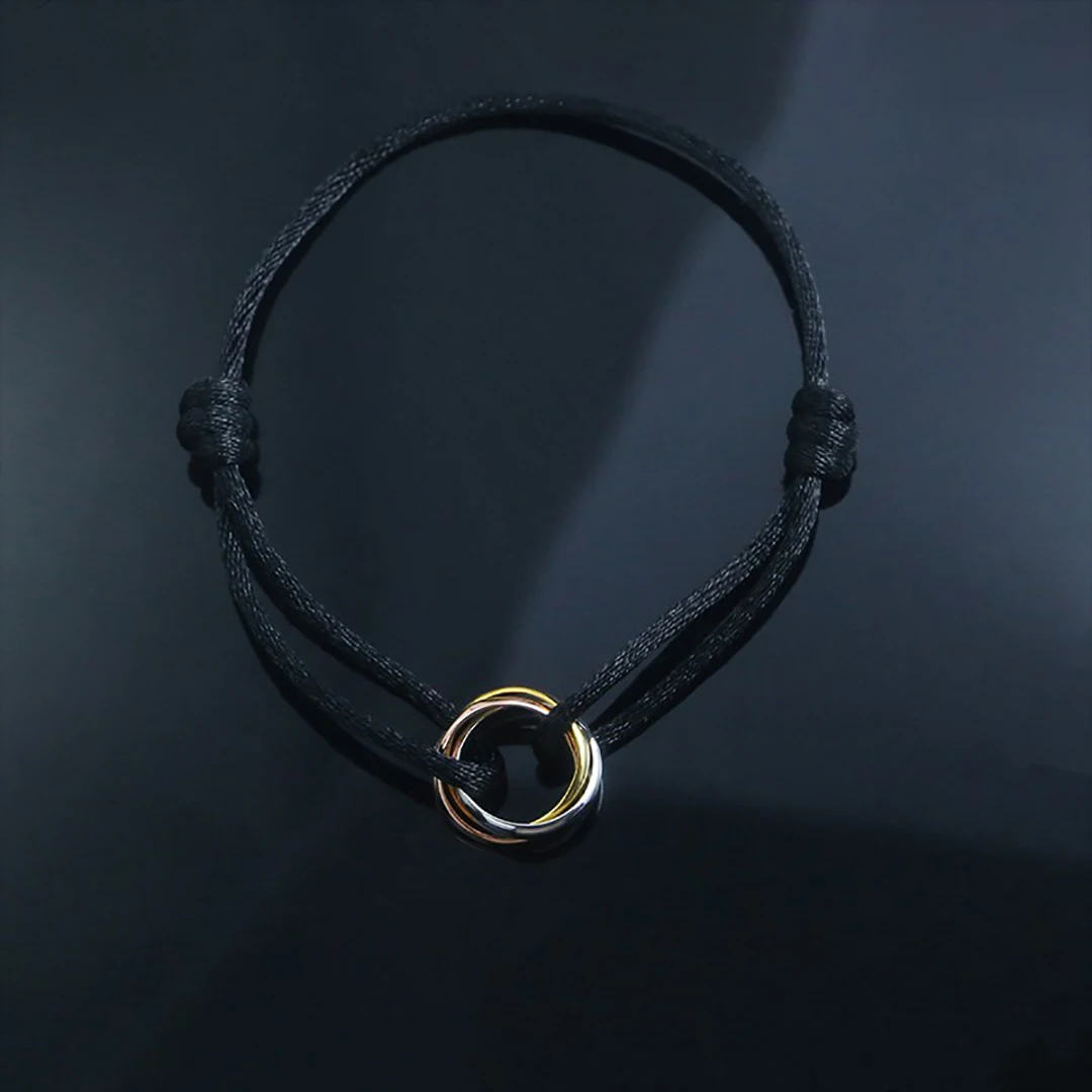 S925 Sterling Silver material three ring three color couple lucky bracelet. French luxury jewelry