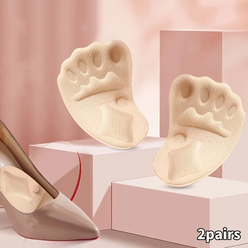 2 Pairs of Comfort Memory Foam Forefoot Non-slip Half-size Pads, Sweat-Absorbing Invisible Footpads