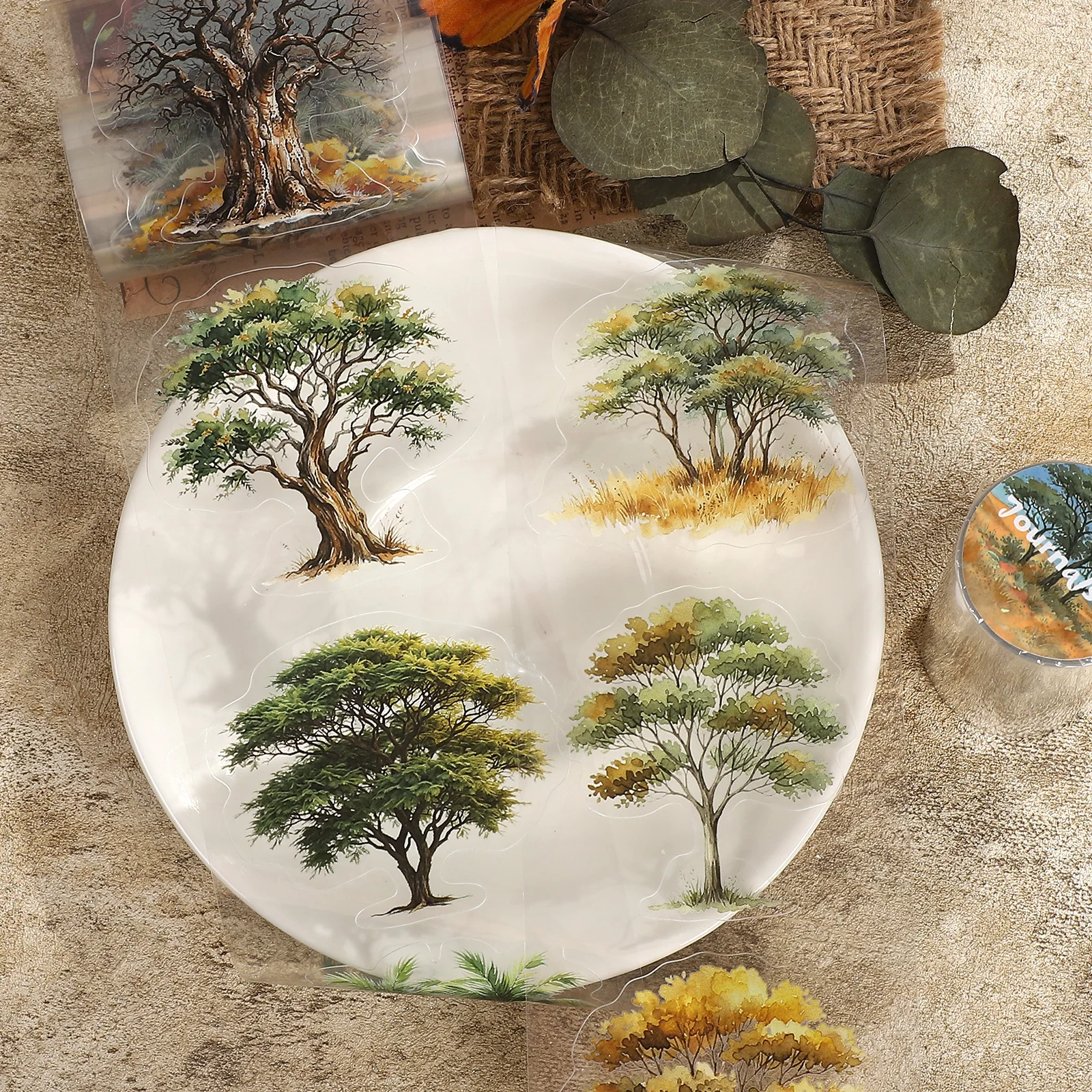 80mm*222cm Vintage Tree Landscape PET Tape Creative DIY Journal Material Collage Scrapbooking Stationery