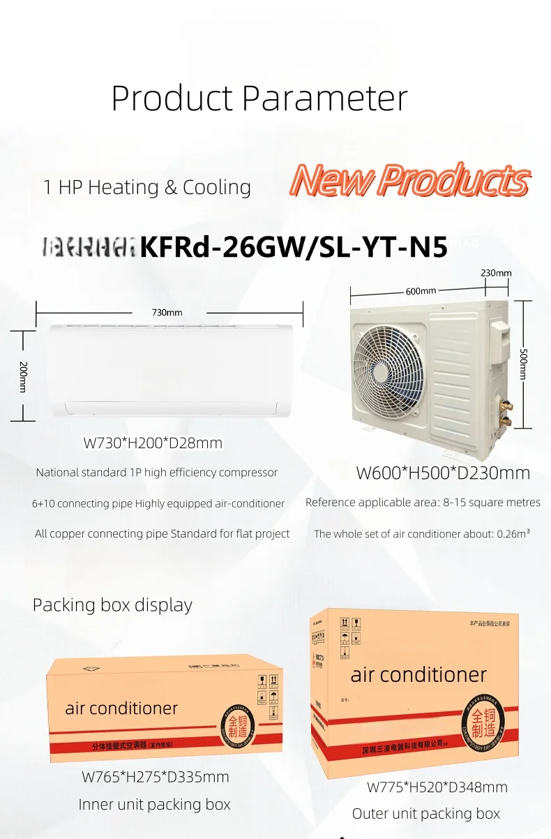 9000BTU 12000BTU Mini Split Air Conditioner Inverter Heat Pump Wall Mounted AC Unit Home Cooling Heating System Energy Saving