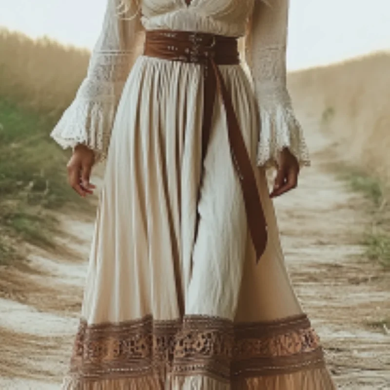 Robe Boho imprimée de style ethnique pour femme, vintage, Western Cowgirl