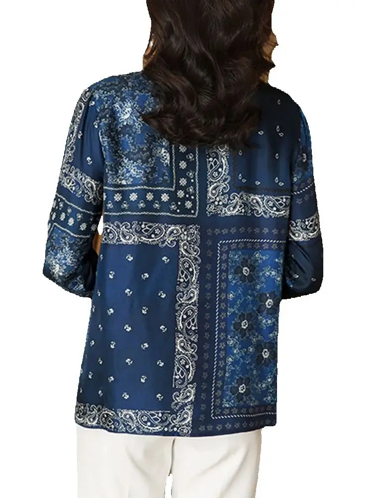 Blusa feminina elegante para look chique, camisas estampadas, tops para primavera e verão, moda, 2024