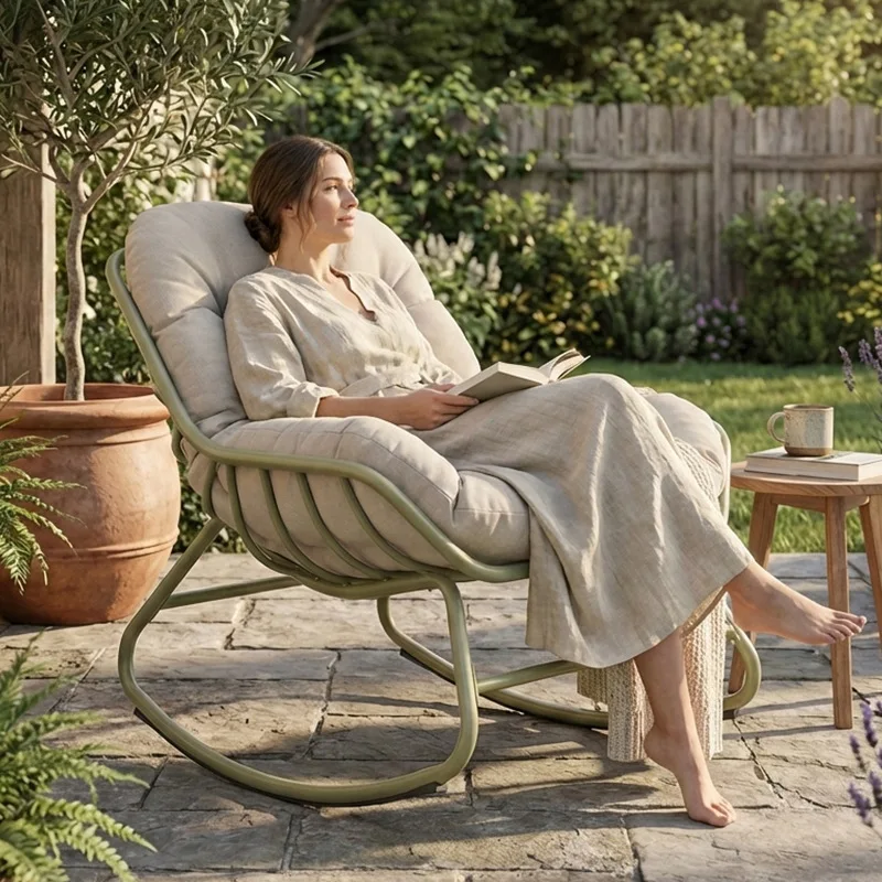 Household rocking chair sleepable reclining leisure living room light luxury chair balcony reclining sofa rocking re