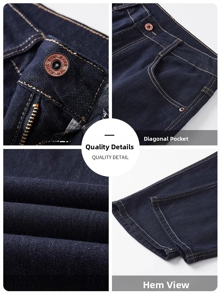   اللون الأصلي جينز رجالي صيفي رقيق أمريكي كاجوال فضفاض مستقيم الساق سروال طويل مريح مقاوم للاهتراء