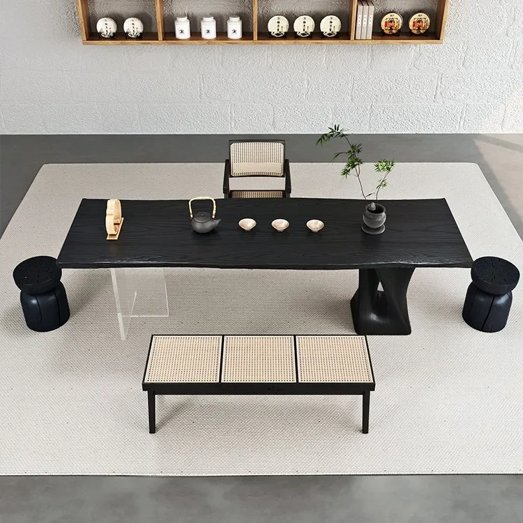 Wabi Stillwind Solid Wood Tea Table Full Set of Acrylic Suspension Household Tea Table and Chair Combination
