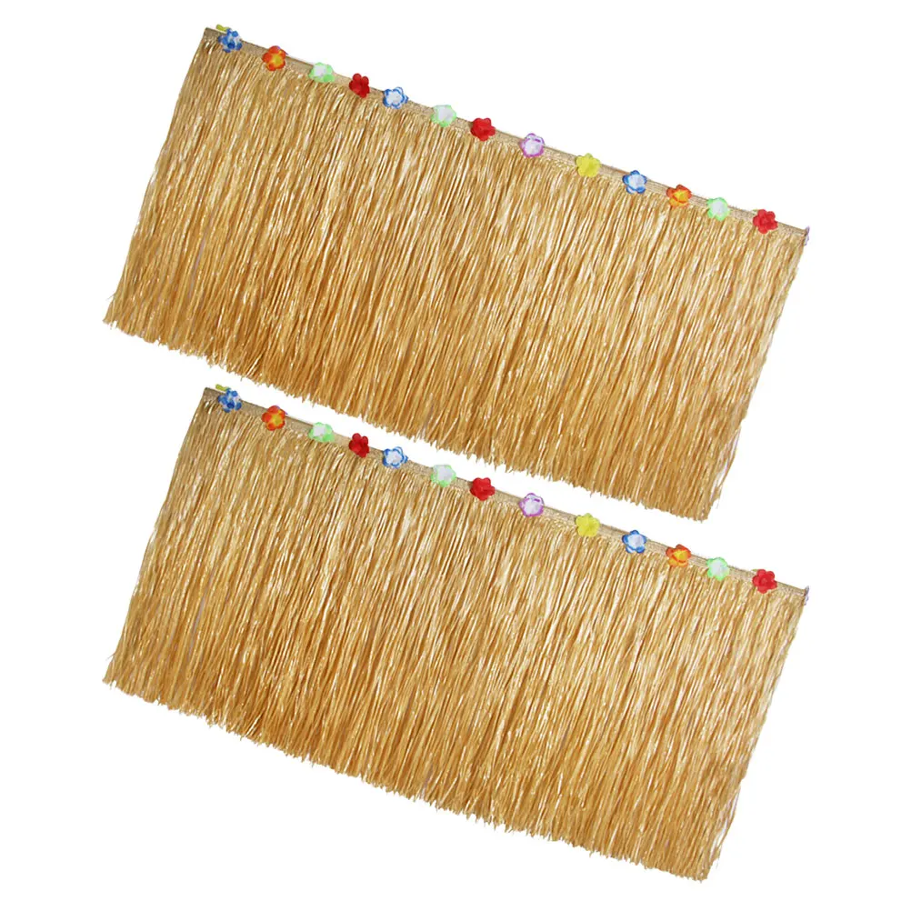 

2 pcs Hawaiian Party Hawaiian Themed Party Decorations Table Skirt Grass Decorations Light Brown Large Size Strong Fabric
