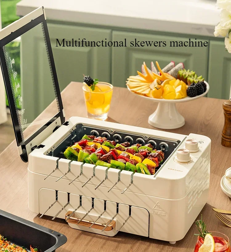 Fully Automatic Rotating Skewer Barbecue Grill | Household Smokeless Shabu-Shabu & Grill Combo
