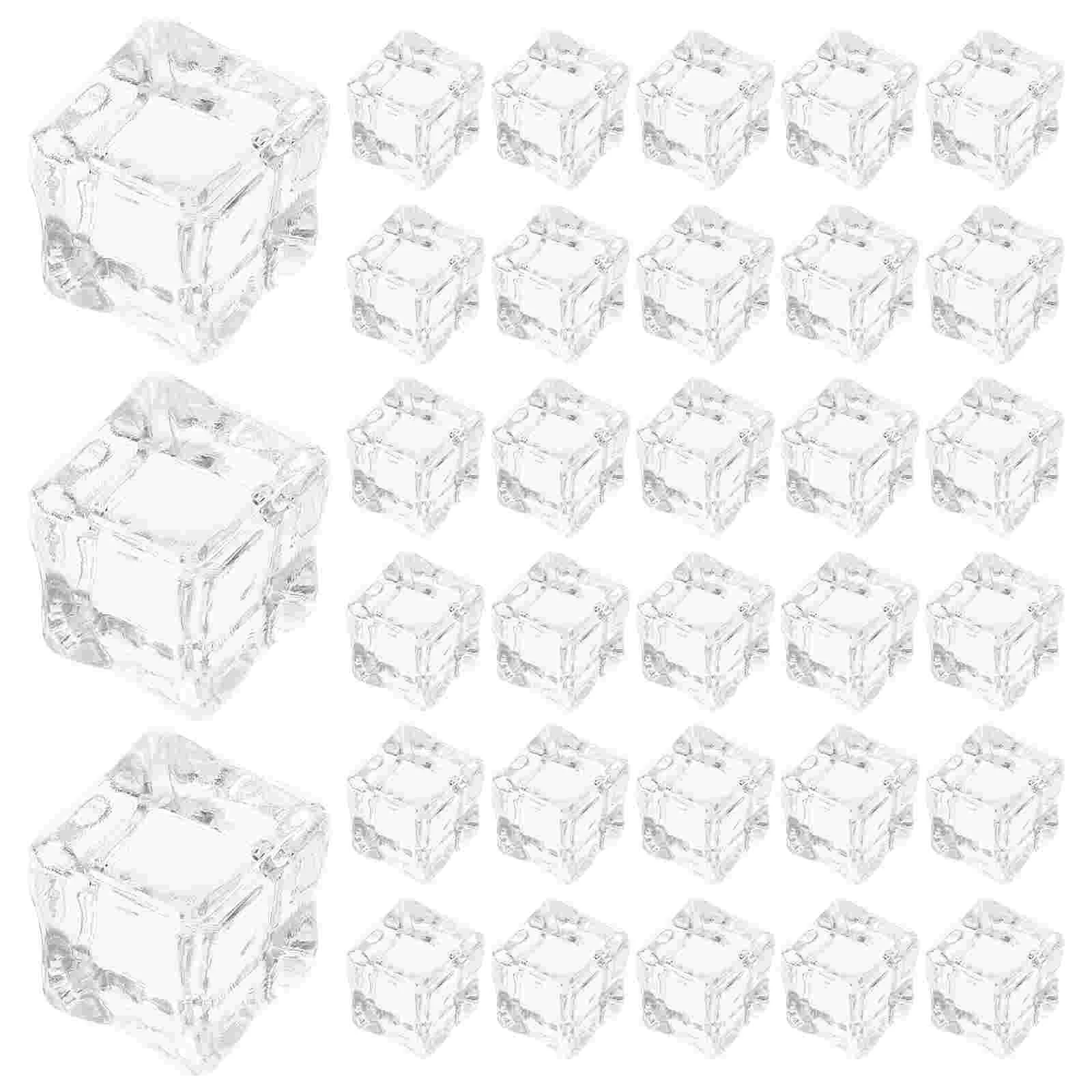 

30 Pcs Transparent Resin Fake Ice Cubes Realistic Simulated Decorative Desktop nament Wedding Party Home Decoration