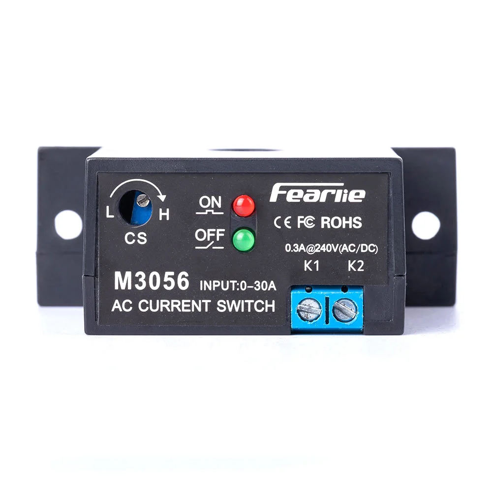 Interruptor de detección de corriente, relé de inducción, corriente ajustable 0.2A-30A 240VAC/DC, interruptor de detección autoalimentado normalmente abierto/cerrado