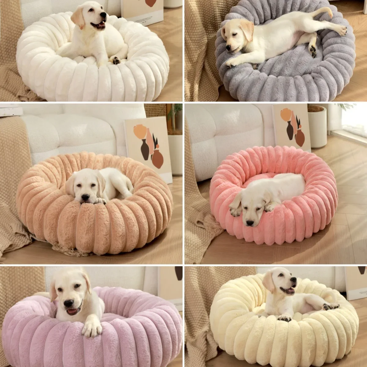

Round Pet Bed for Large Dog, Winter Warm Cat Sofa Bed Washable Large Dog Bed All Seasons Available