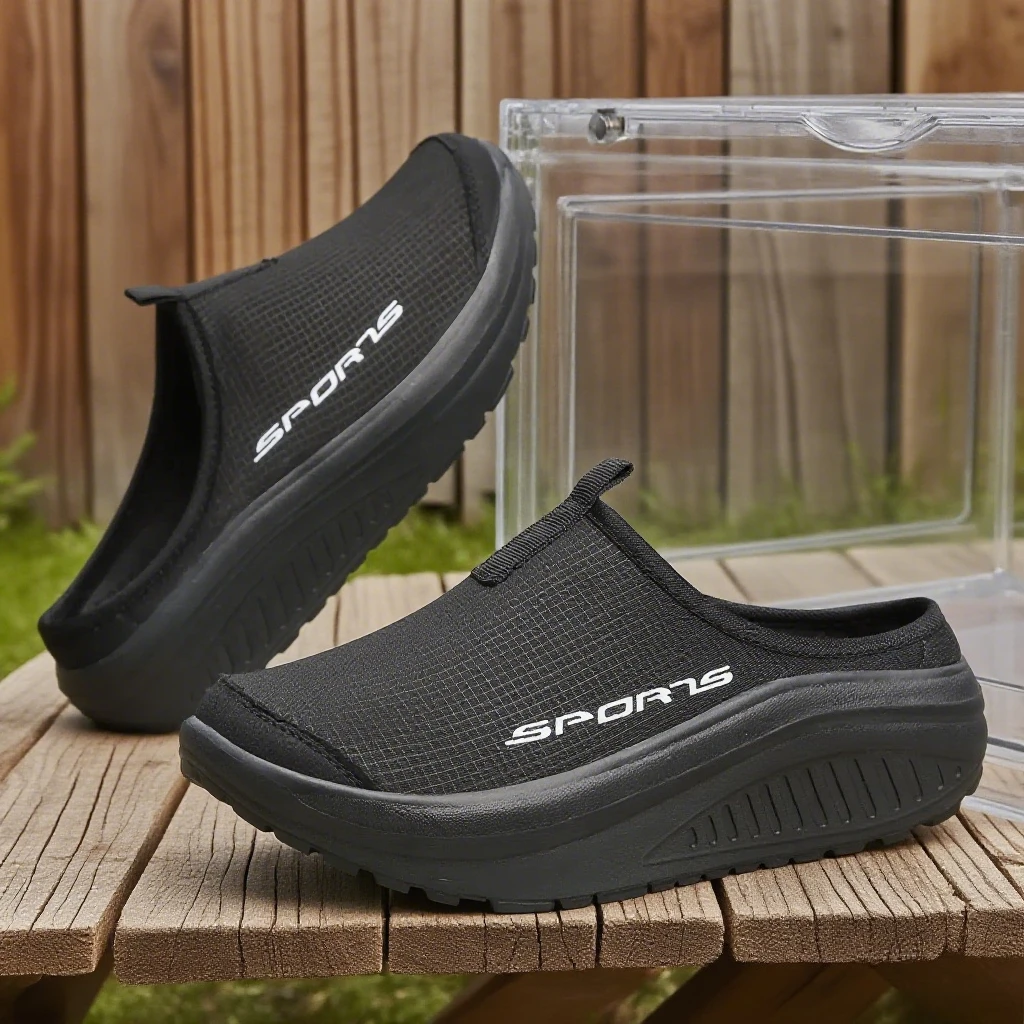 

Summer Outdoor High-quality Anti Slip Women Casual Shoes Mesh Breathable Soft and Comfortable Flat Slippers Thick Bottom Size