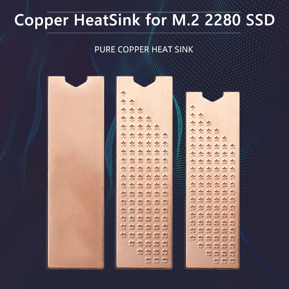 Kupfer-SSD-Kühlkörper mit thermischem Silikon-Pad, SSD-Kühlkörper, Laptop-Desktop, 0,8 mm/1 mm/2 mm für M.2 2280 SSD