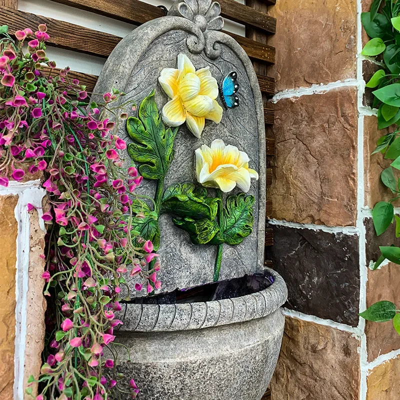 ديكور حائط للمياه الجارية، الفناء، الشرفة، معلق على الحائط للمياه المتداولة، زخرفة راتينج لتزيين المناظر الطبيعية