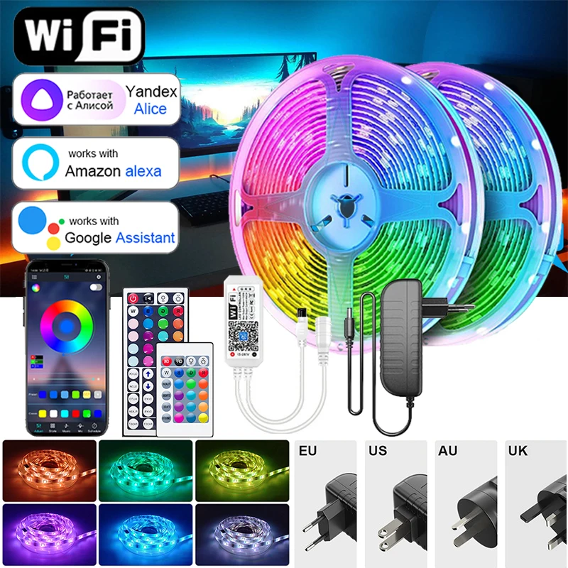 

​Led Strip Lights Wifi Rgb Alexa Smart Control 12V Rgb Led Tape 5050 Rgb Led Ribbon Strips For Room Decoration Rgb Led Lights