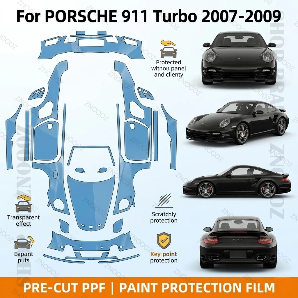 

Pre-Cut Paint Protection Film PPF Transparent Bumper Protector Automotive Clear Bra Car Film For Porsche 911 Turbo 2007-2009