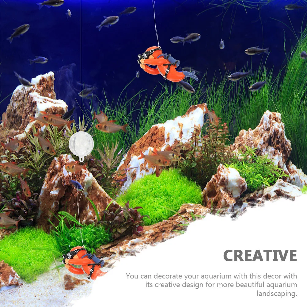 

2pcs Floating Ornament, Premium Pvc Aquarium Decor For Fish Tank, Realistic Underwater Figure, Cute Cartoon Diver Accessory,