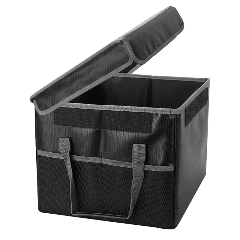 

1 PCS Document Organizer File Box Waterproof Office Storage & Organization Portable Safe File Collapsible With Lid Black