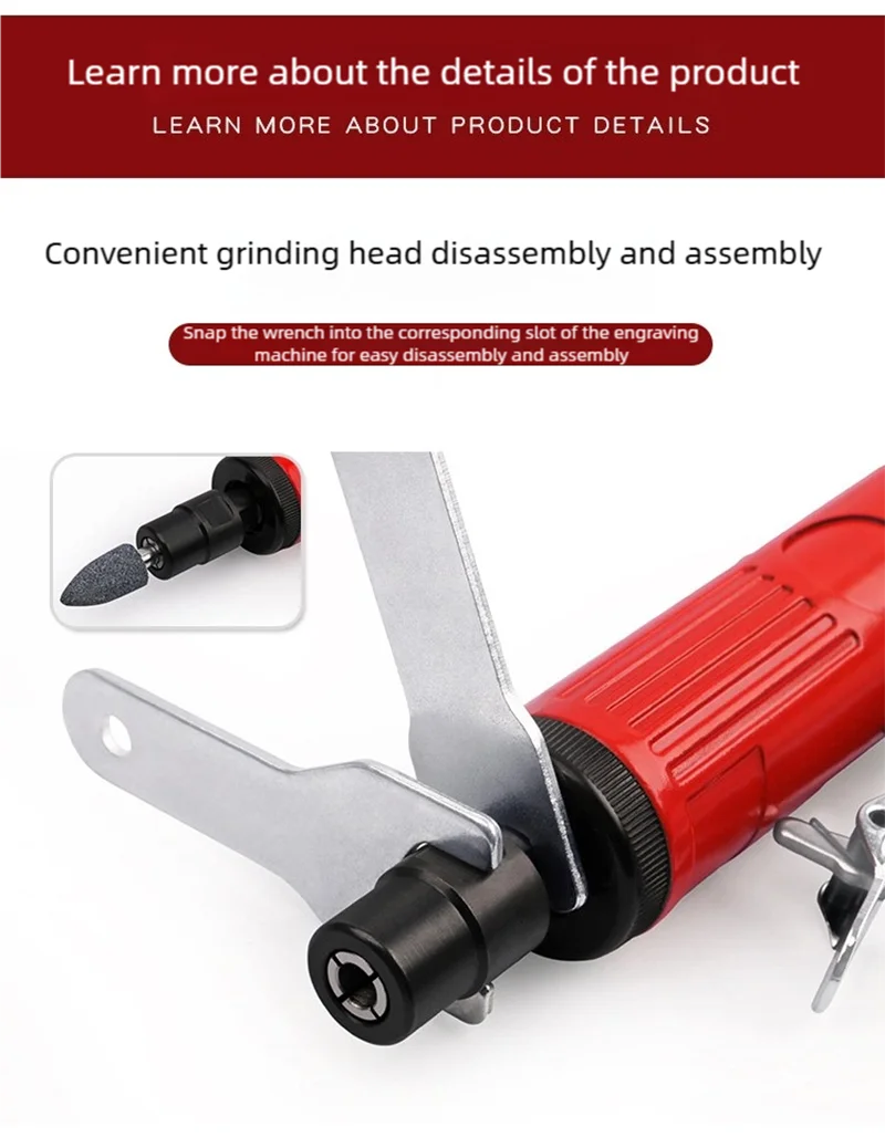 AhuHardware 1/4 Inch Polishing Grinding Mill Engraving Tool for Pneumatic Tools 21000rpm 3/6mm Pneumatic Air Die Grinder