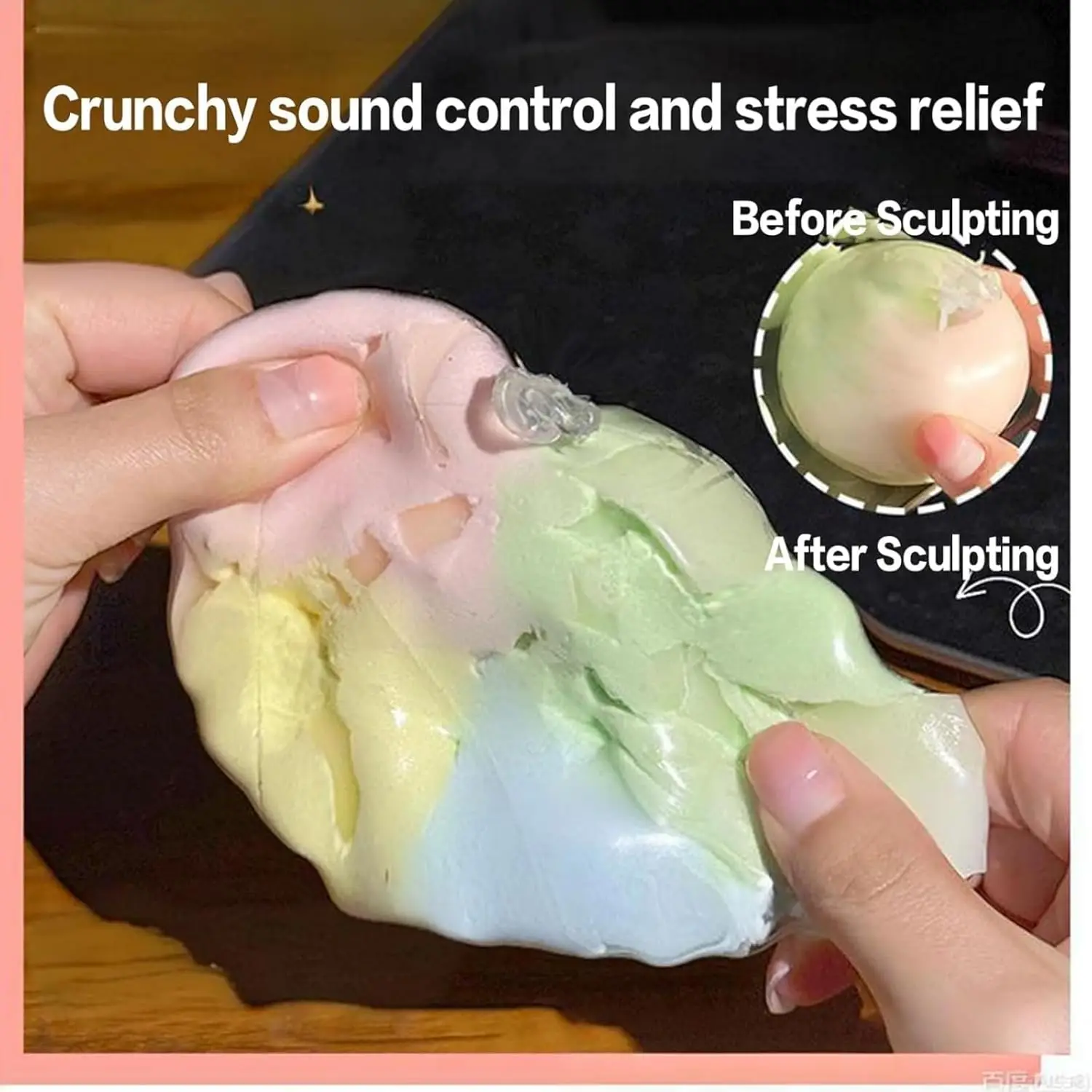 Wax Cracking Squishy Ball: Handmade Crunchy Shell Soft Gel Squeeze Toy, ASMR Satisfying Crackle Sound Fidget. Slow-Rising Kawaii Soft Clay Mochi Stress Ball For Adult ADHD Tension Anxiety Relief, Crispy Office Desk Calming Device & Relaxing Gift