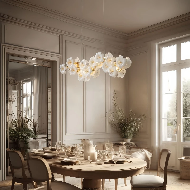 

Modern Round Flowers Led Pendant Lights for Living Dining Room Coffee Tables Bedroom Chandelier Home Decor Hanging Light Fixture