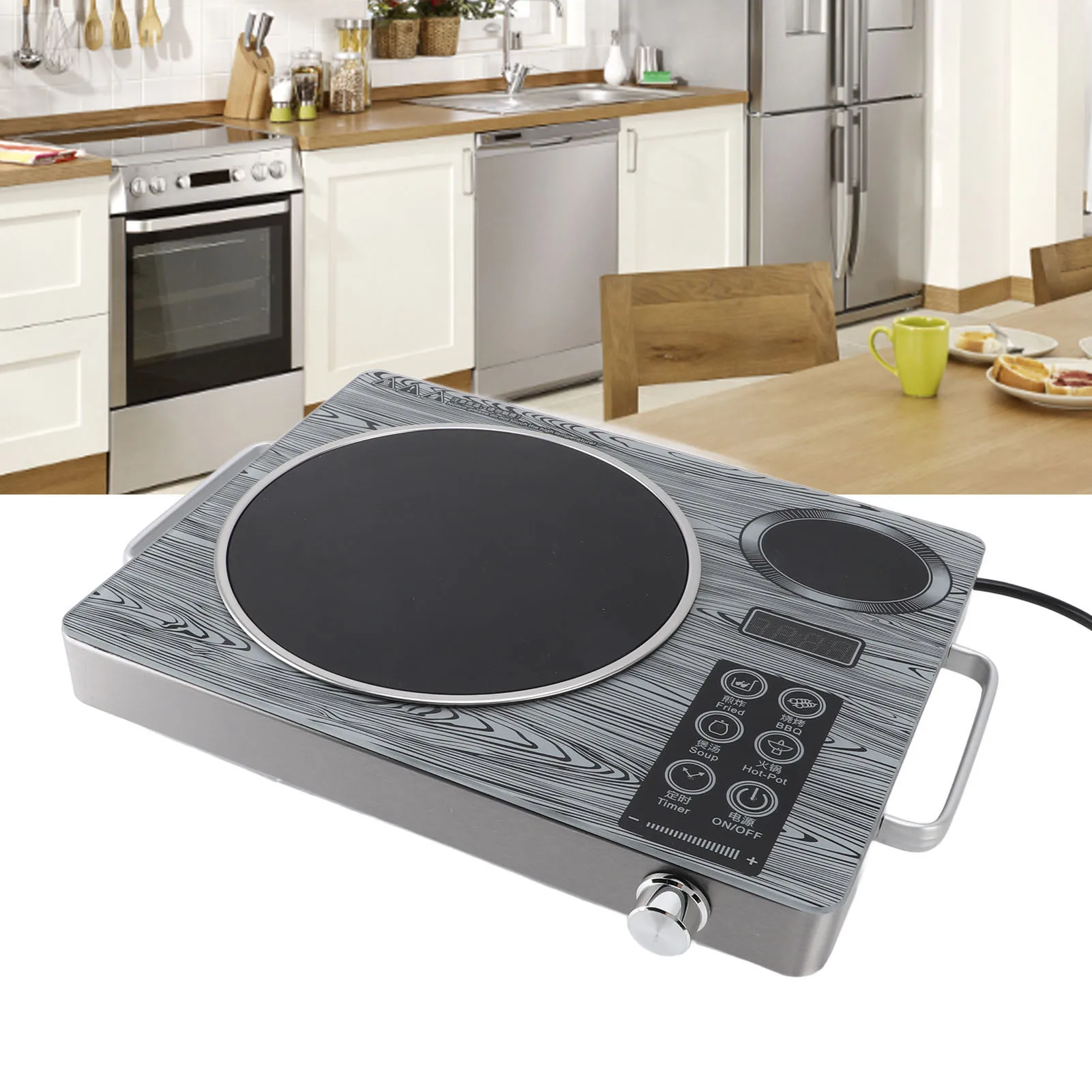 Электрическая индукционная плита с сенсорным управлением, одна конфорка, керамическая инфракрасная нагревательная пластина, таймер на 4 часа, регулируемый, 26 скоростей, 3500 Вт