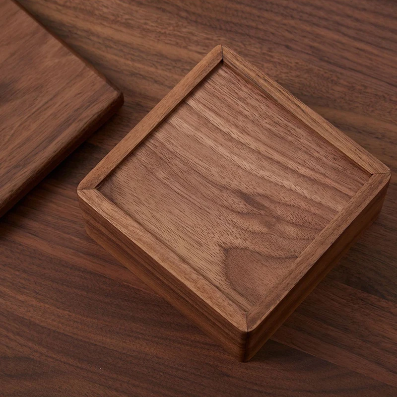 

Cotton Swab Box Solid Wood Dental Floss Storage Box Small Wooden Box Black Walnut High-end Toothpicks Holder With Cover
