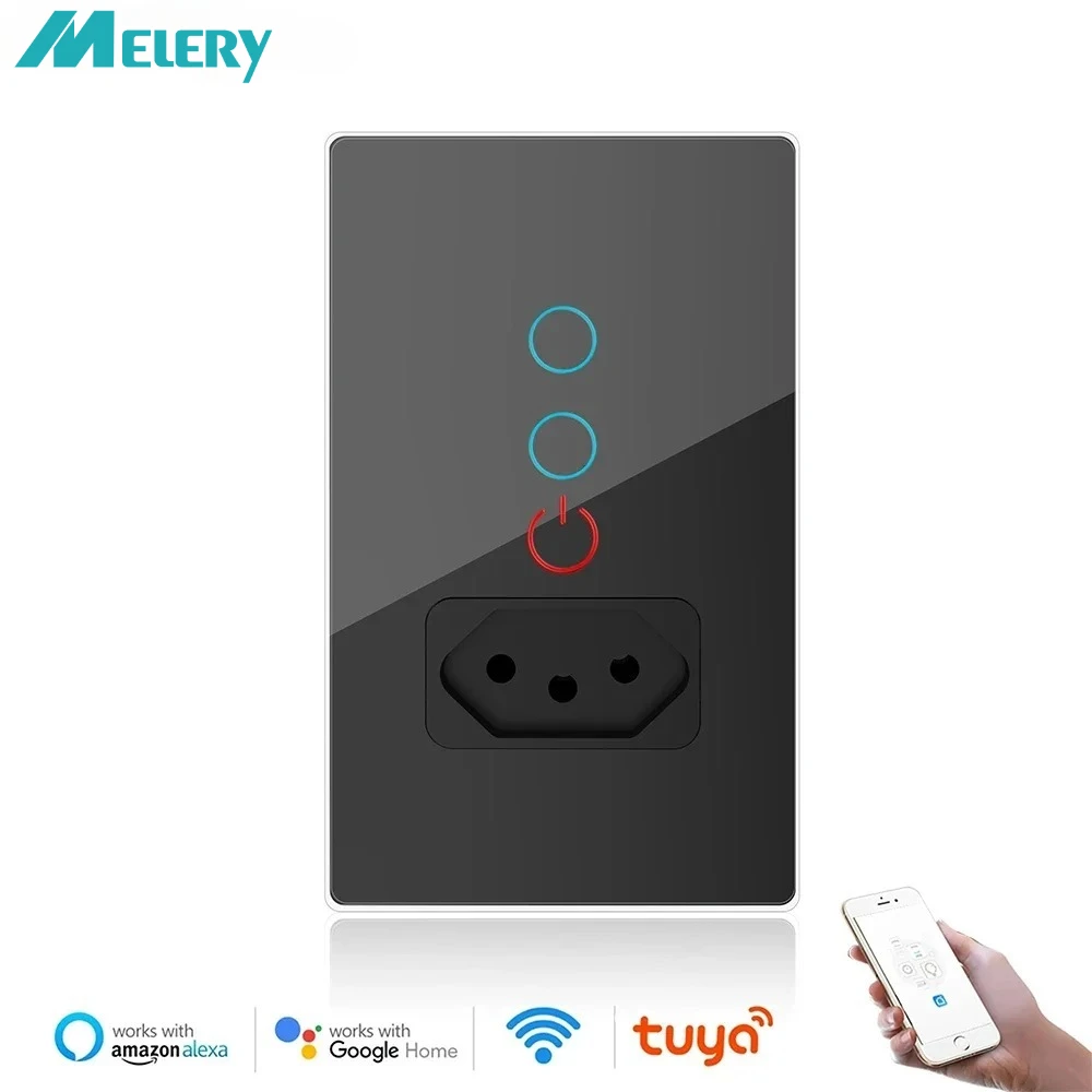 Wifi Smart Tuya Brazil Paralela Light Switch Wall Socket Brazilian Plug Brasil Outlet Glass Panel Intelligent Alexa Google Home