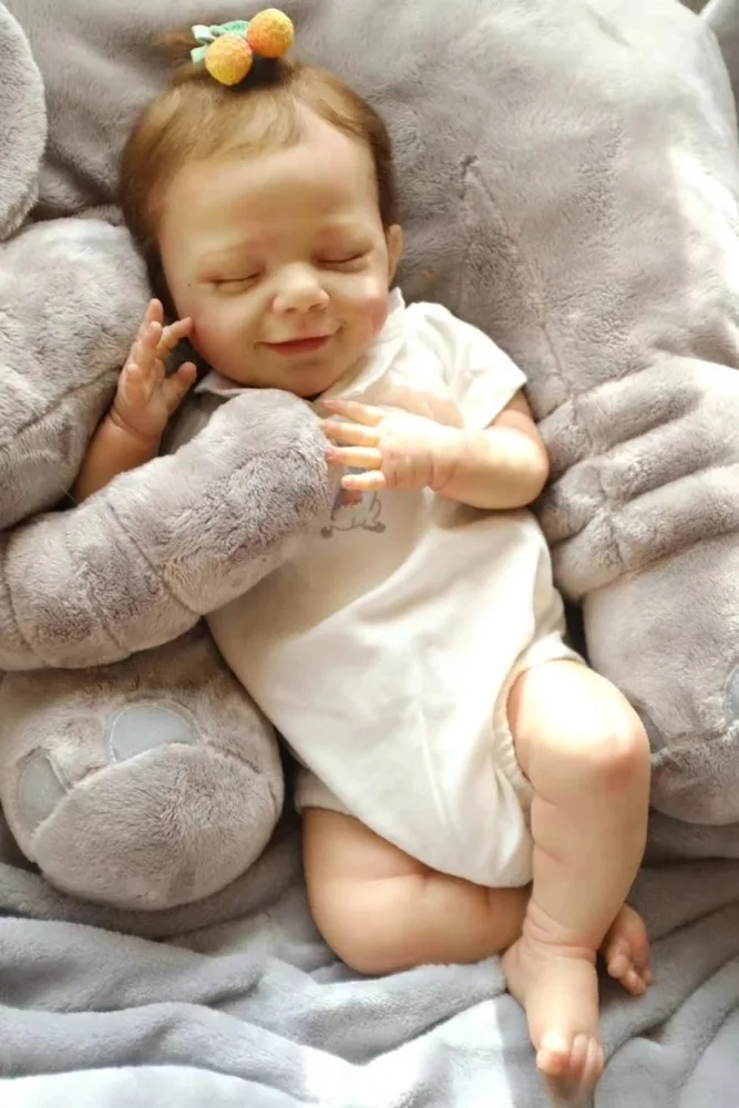 

48CM April Reborn Baby Sleeping Baby Dolls Handmade 3D Skin Lifelike Dolls with Many Details Veins Same as Picture