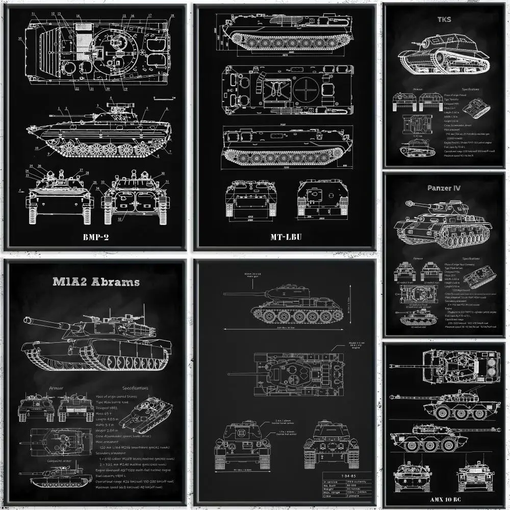 

German Tank Design Poster Premium Waterproof Aesthetic Wall Art Designed for Living Room Bedroom Bar Home Decoration HD Print