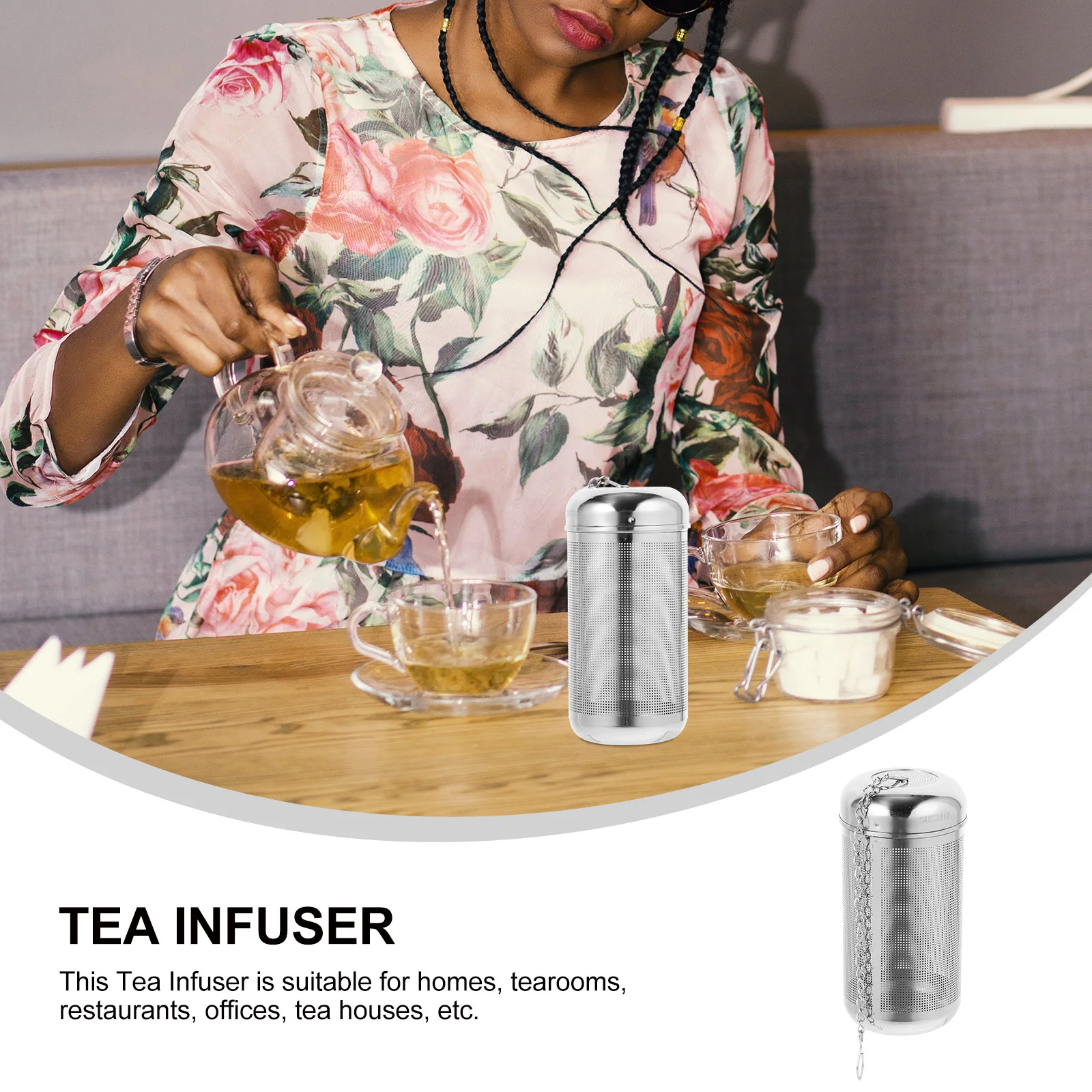 

Stainless Steel Seasoning Tea Infuser Strainer Large Mesh Reusable Kitchen Filter for Loose Spices Herbs Fruits