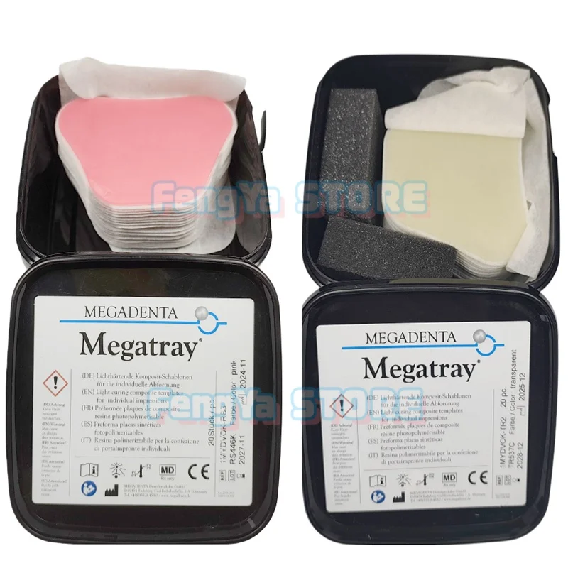 20Pcs/Box Dental Megatray Light-Cure Individual Tray Model Material Dental Light Curing Resin Sheet Base Tray Plate UV Cure Box