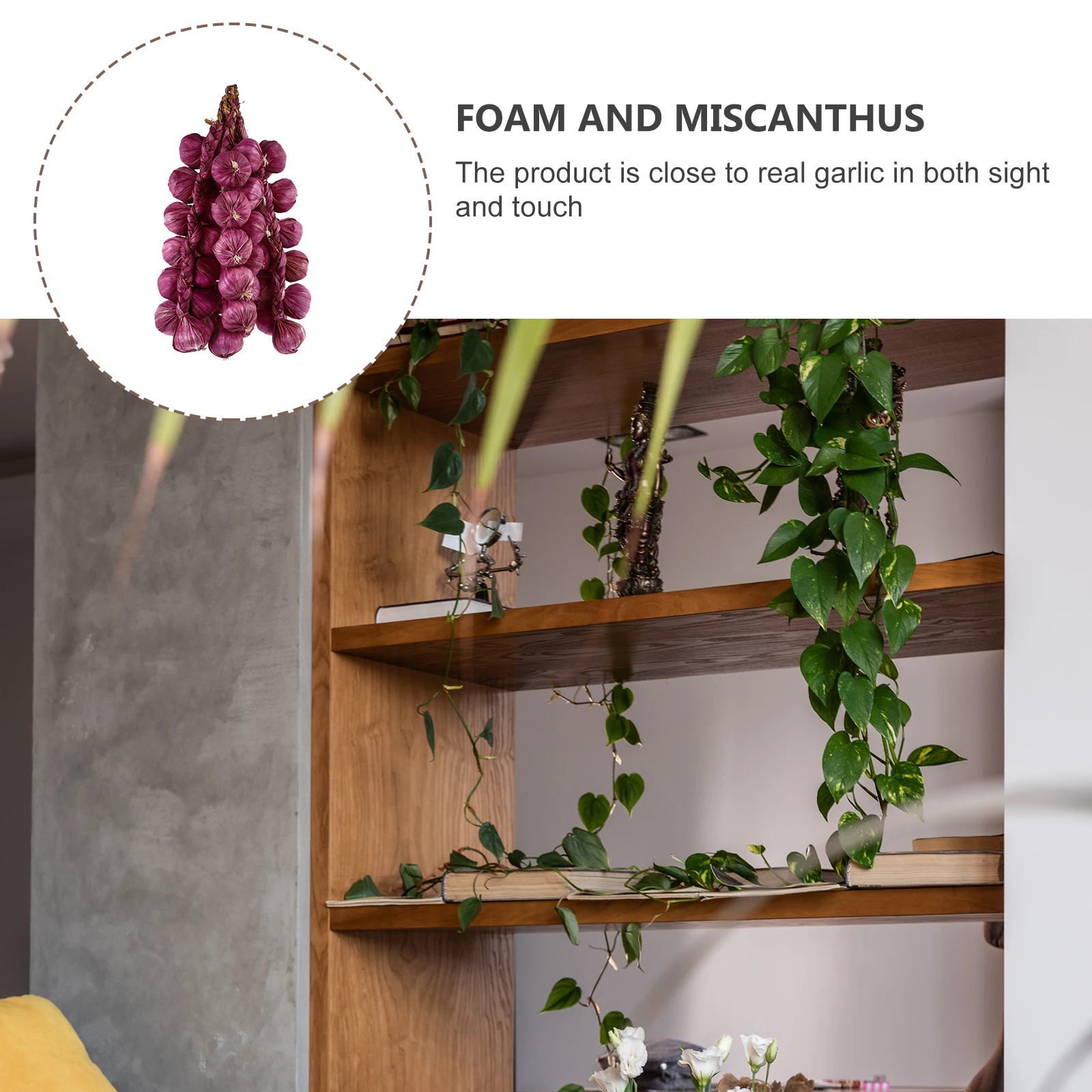 

5Pcs Simulation Garlic Pendant High-Quality Faux Vegetable Decor for Kitchen Bakery Photography Props Artificial Garlic