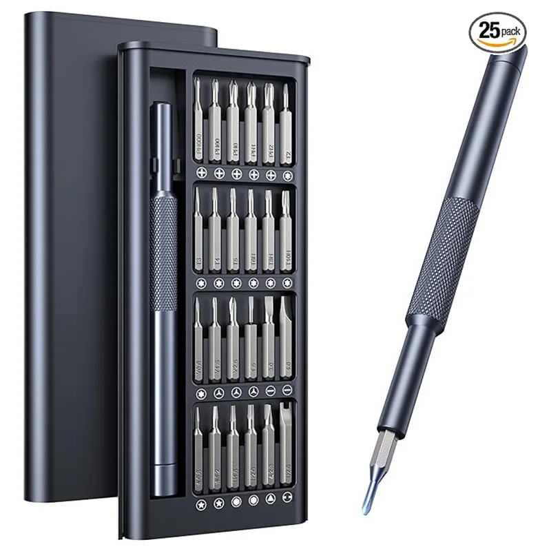 25-In-1 Precision Screwdriver Set – Portable Household Repair Tool Kit With Knurled Thread Bits