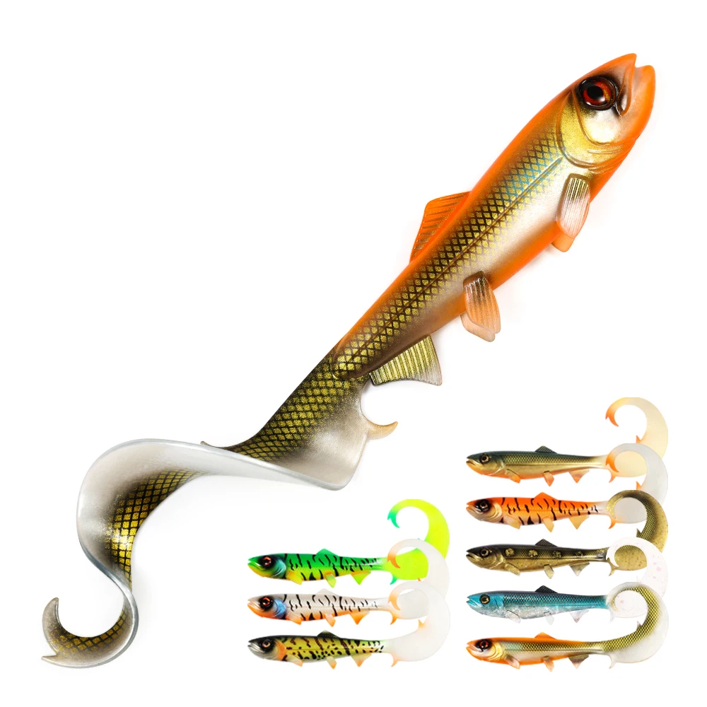 Spinpoler bombe doux Swimbait 17.5 cm 22 cm leurre de pêche longue queue ondulée grand brochet appât grand Silicone Grub bar truite perche attirail