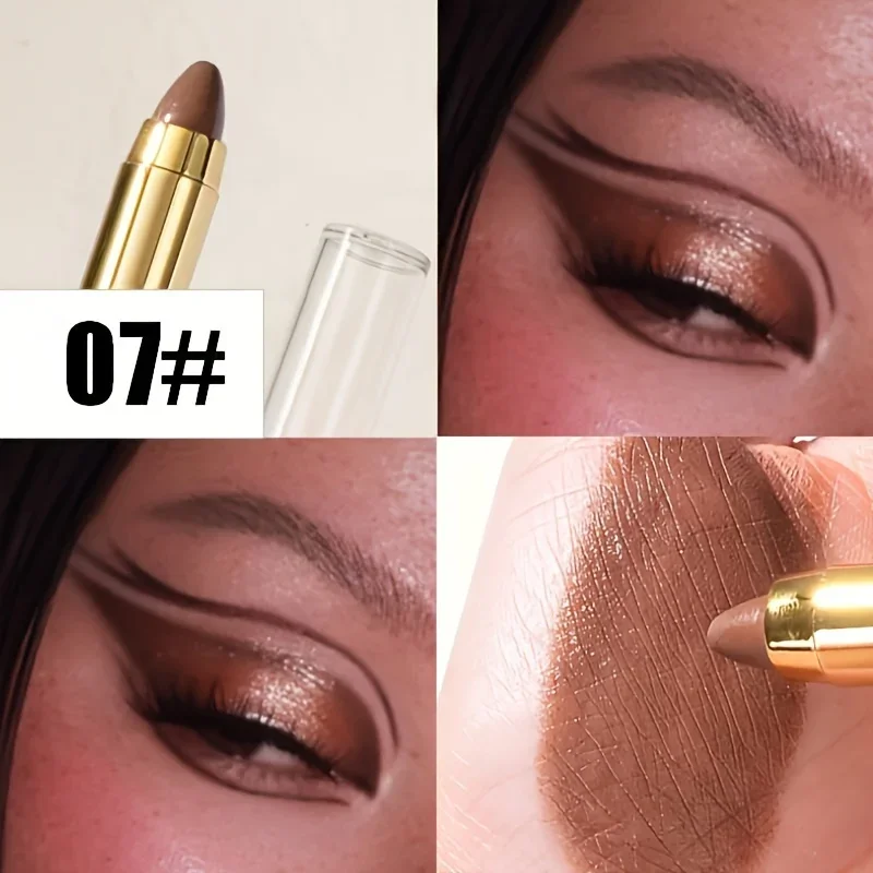 モノクロ長持ち双頭アイシャドウスティック高着色シマーグリッターとマットニュートラルブラウンアイシャドウペンシル