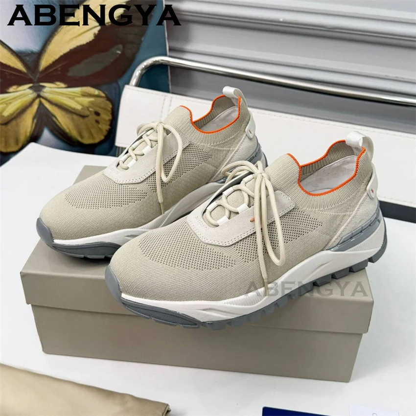Men's Racing Running Shoes Reflective Cushion Stable Sneakers Shoes Casual Lace Up Anti-Slip Wearable Flat Shoes Man Trainer