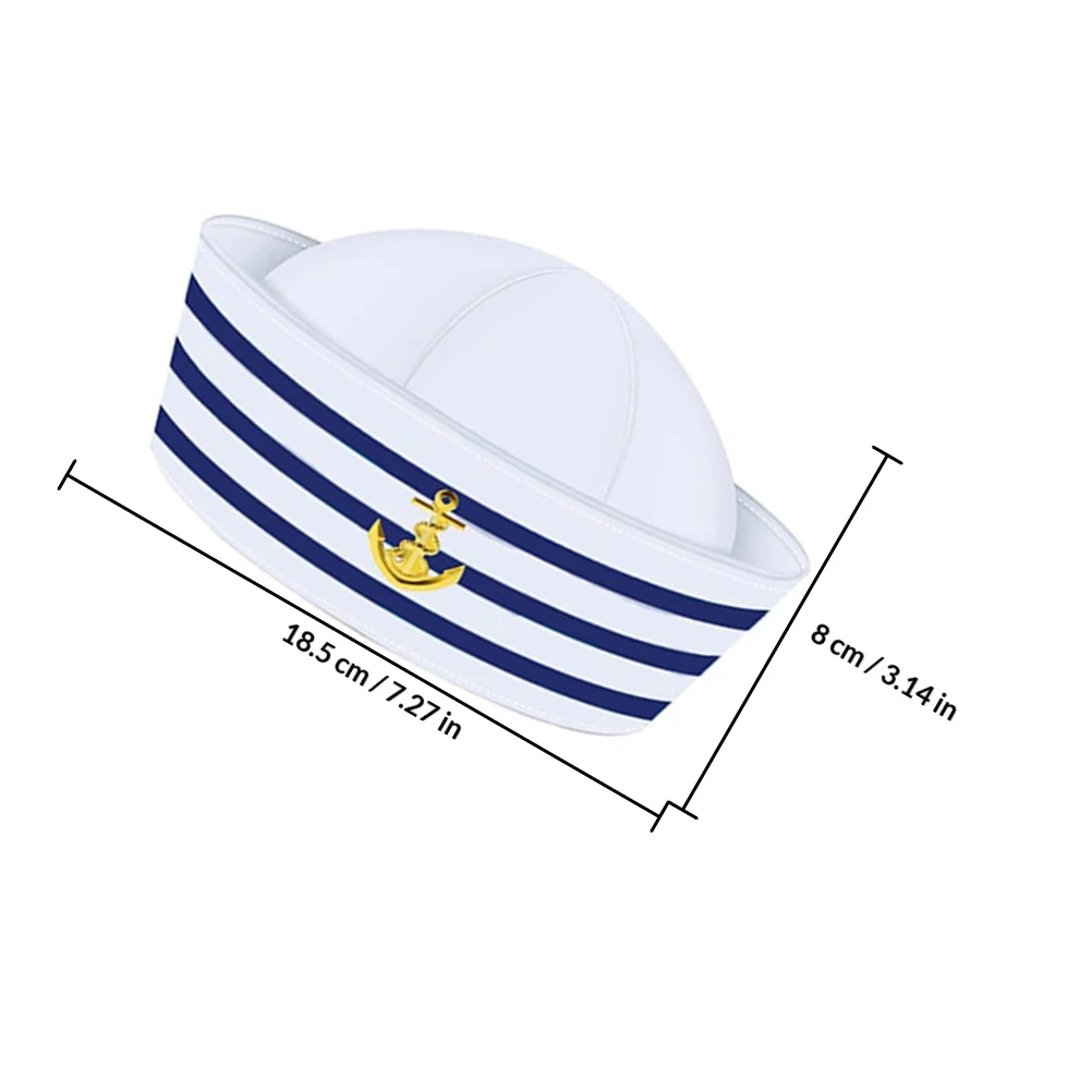 블루 화이트 선장 모자 스카프 세트 해양 선원 의상 58cm 파티 복장 선박 선원 스카프 테마 모자 남녀 공용