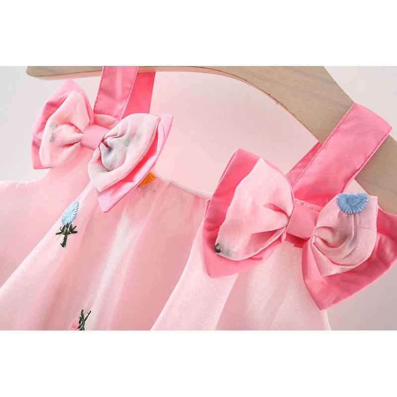 Baby Girl Dress Bow Straps Princess Dress Toddler Children Girl Clothes Sleeveless Lovely Kid Outfit Birthday Costume Girl A1066