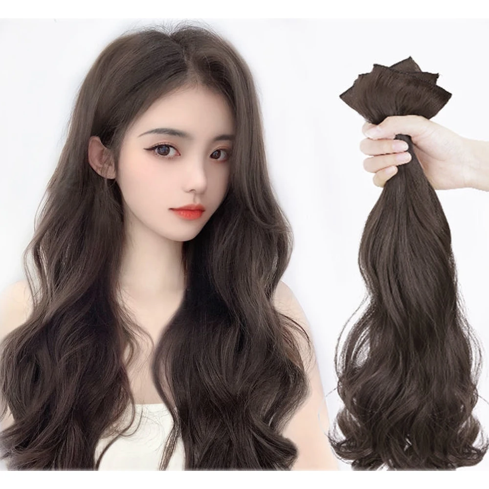 

Clip in Synthetic Hair Extensions 3PCS Clip Ins Long Wavy Fiber Thick Hairpieces Natural Hair Extension full Head