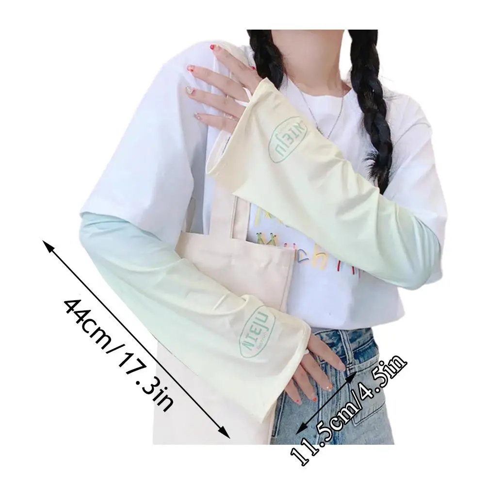 Manga de brazo holgada y transpirable para mujer, manga de seda helada para conducir, protección UV para ciclismo al aire libre, calentadores de brazos, guantes sin dedos, verano
