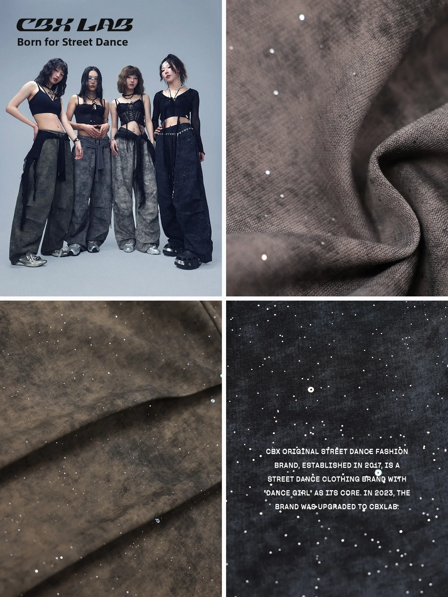 CBXLAB Street Dance Flash Trash Long Pants Hip Hop Rustic Texture