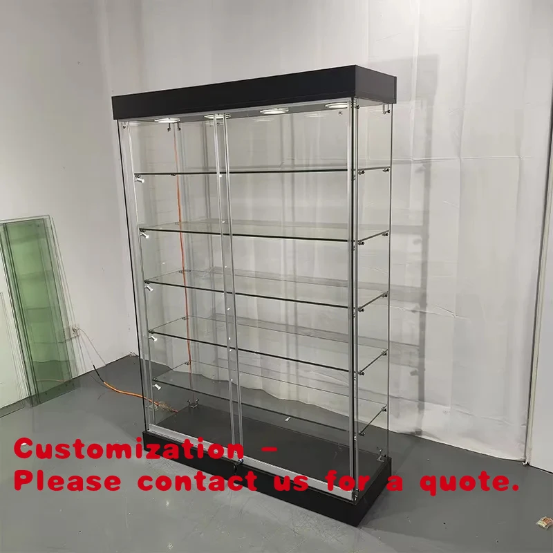 custom.KEWAY Custom Factory Direct 6ft Smoke Shop showcase Tempered Glass Display Full showcase with Led Lights