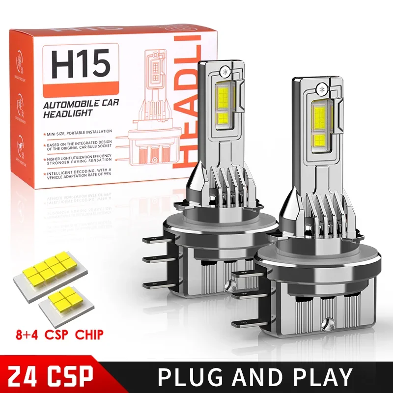 2PCS H15 ALLMetal Car Headlight Bulb 70W LED Headlight Canbus No Error DRL for Volkswagen BMW Golf 7 High Beam Headlights 12/24V