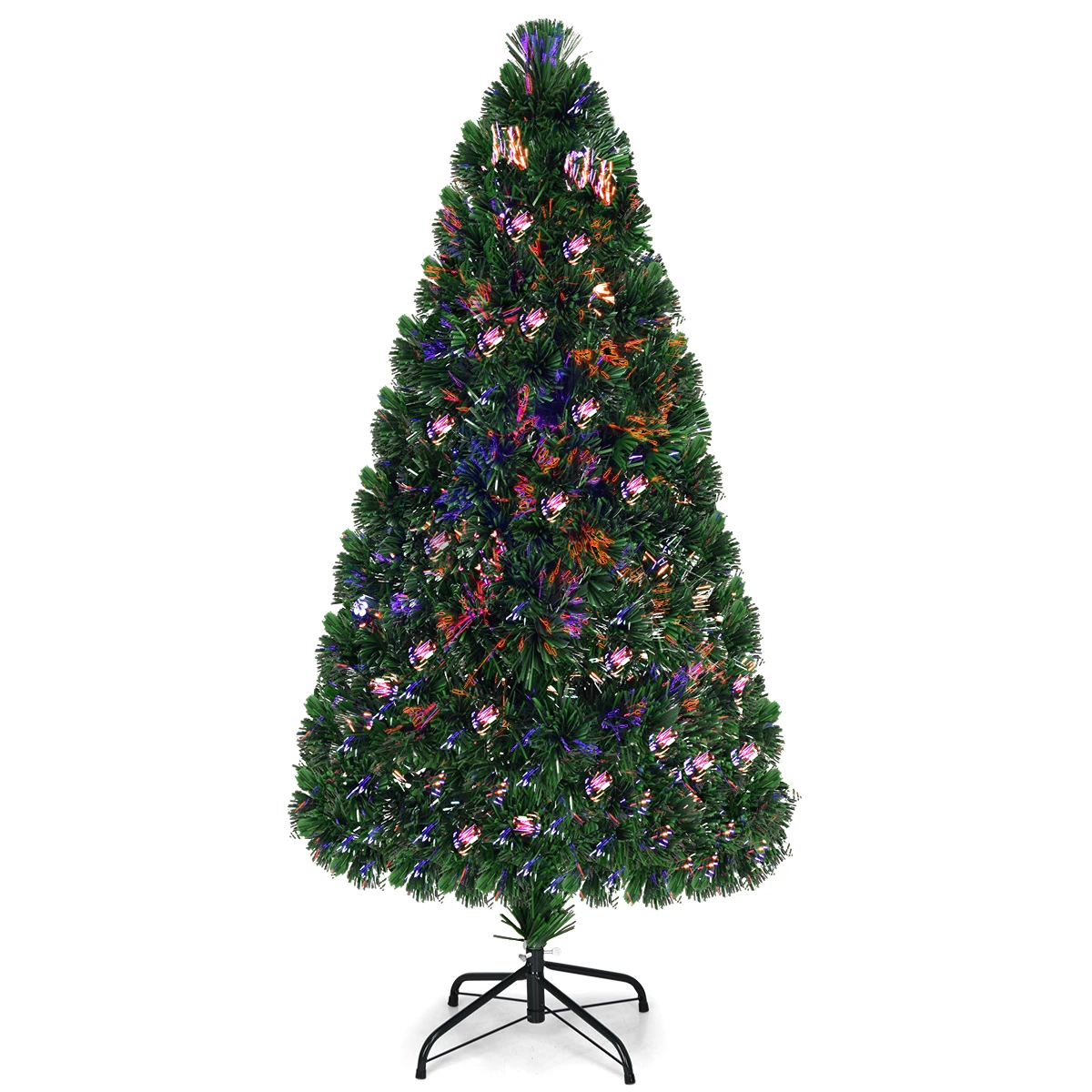 5Ft Pre-Lit Fiber Optic Artificial PVC Christmas Tree w/ Metal Stand Holiday