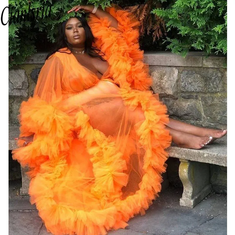 

Orange sexy pregnant Dresses Photograph Maternity Robes Women Long Prom Dresses Photo Shoot Beach Birthday Party Tulle Robe