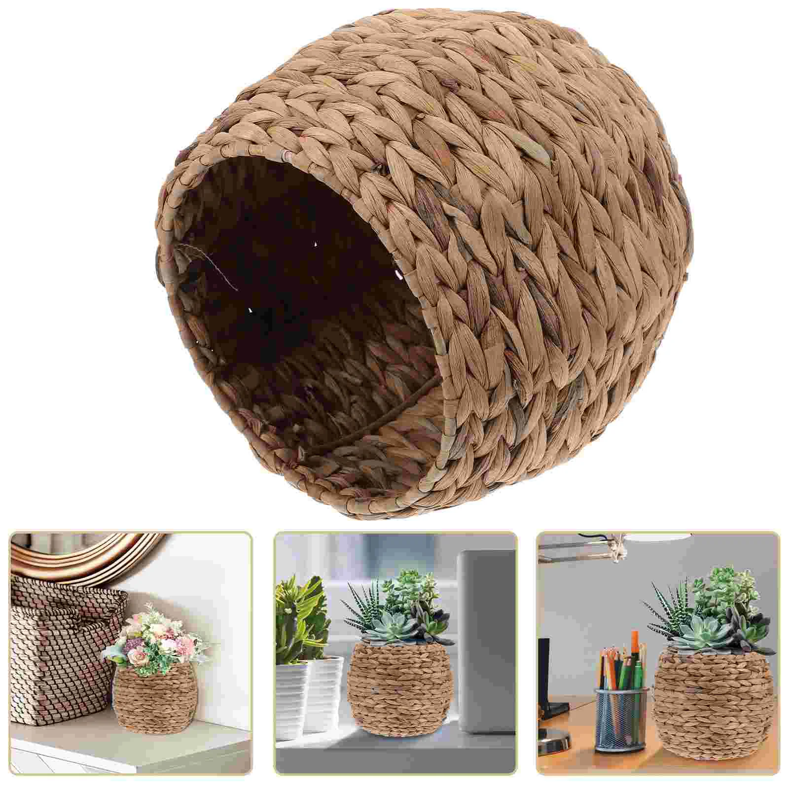 

Straw Storage Basket Sundries Home Supplies for Table Decorative Desktop Organizer Crate Hyacinth Baskets Box