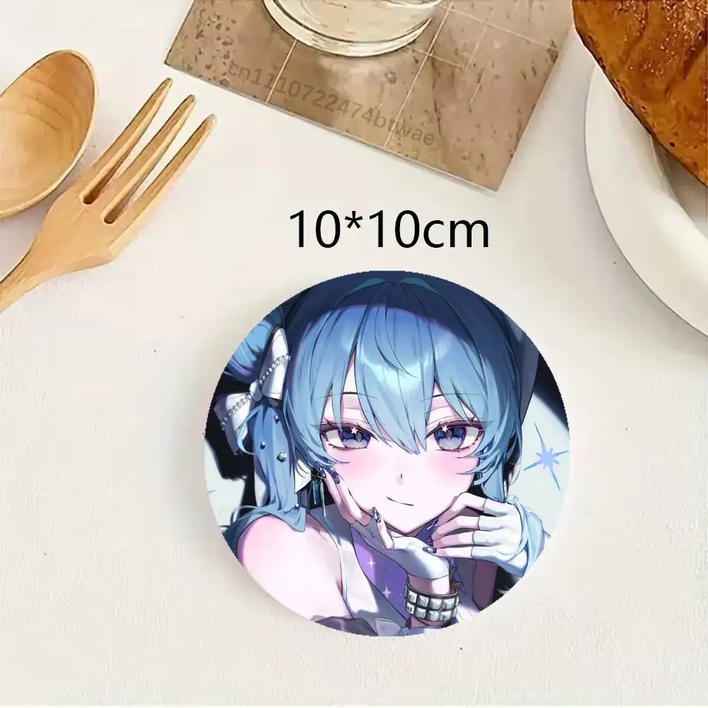 Suisei Hoshimachi H-Hololive Wooden Coaster Set, A Must-Have For Holiday Parties, Suitable For Bars, Offices , Size 10cm X 10cm