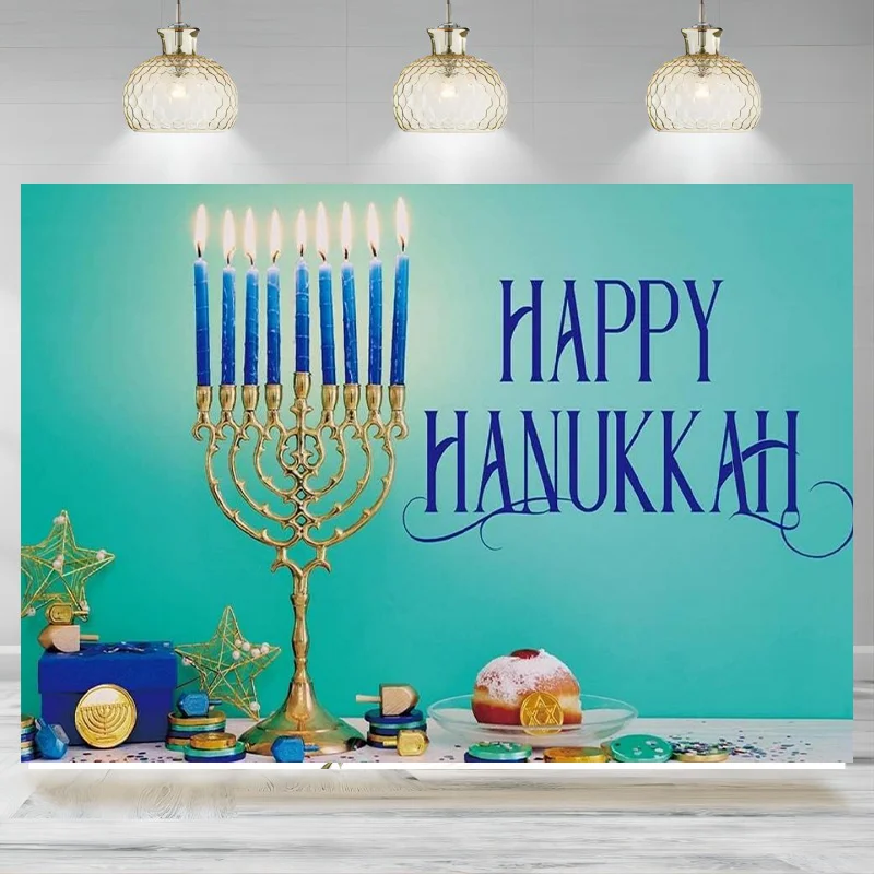 Hanukkah Backdrop for Photography Happy Hanukkah Banner Hanukkah Decor Chanukah Decorations Jewish Hanukkah Decorations