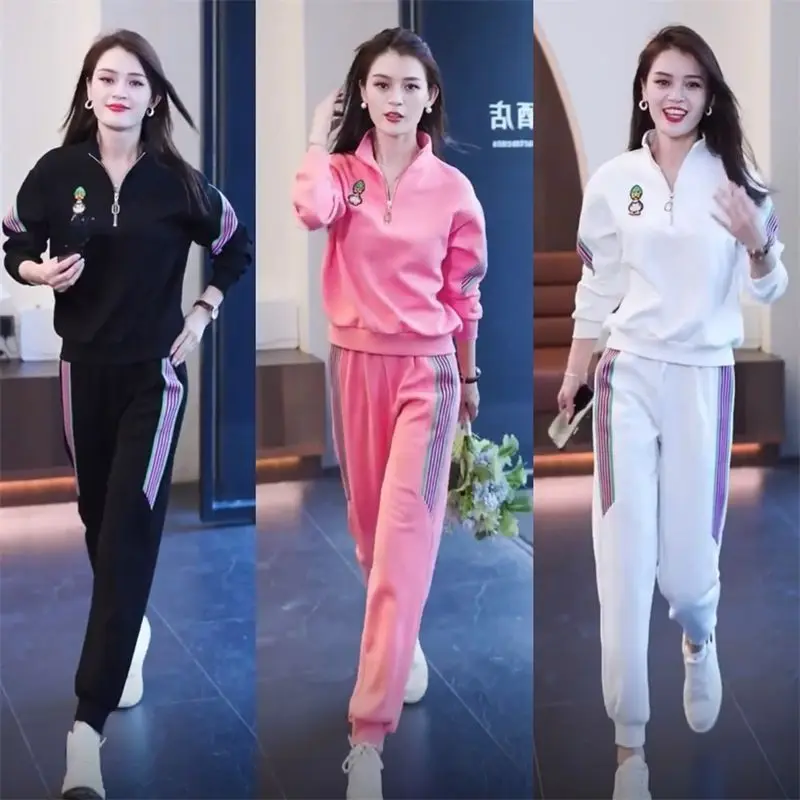 Women\'s Casual Suit Spring Autumn New Loose Tracksuit Fashion Tops And Pencil Pants 2 Two Piece Set Plus Size Clothing For Women